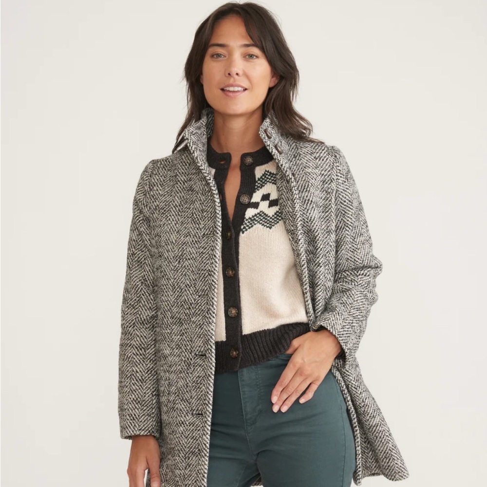 Marine Layer Black and White Herringbone Jacket